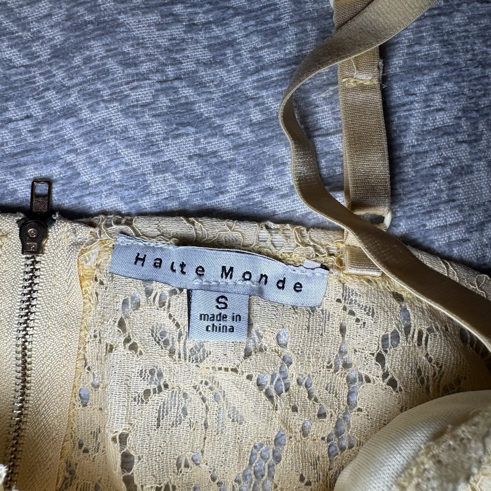 Haute Monde Cream Lace Bustier Corset Crop Top Zip  Vintage Romantic Lingerie - Picture 3 of 3